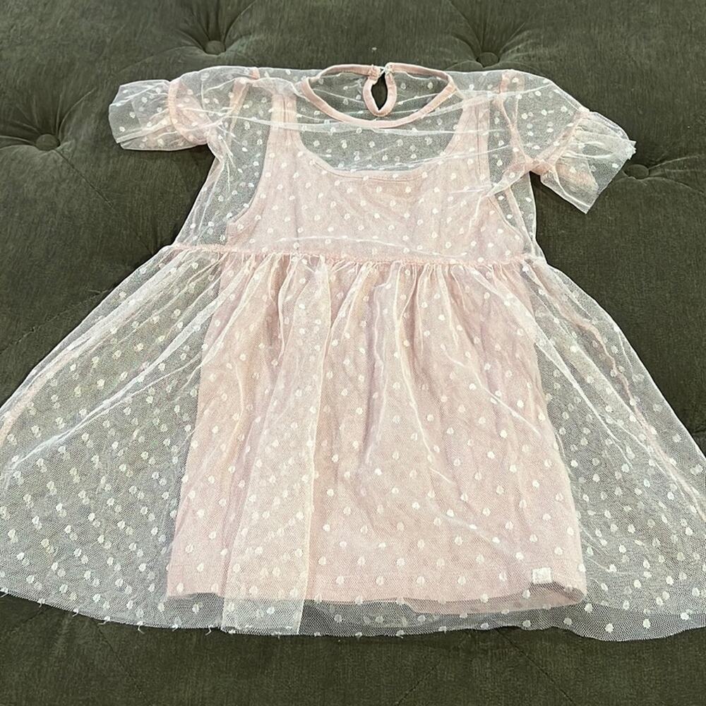 Sovereign code pink slip dress with lace over lay size 2t